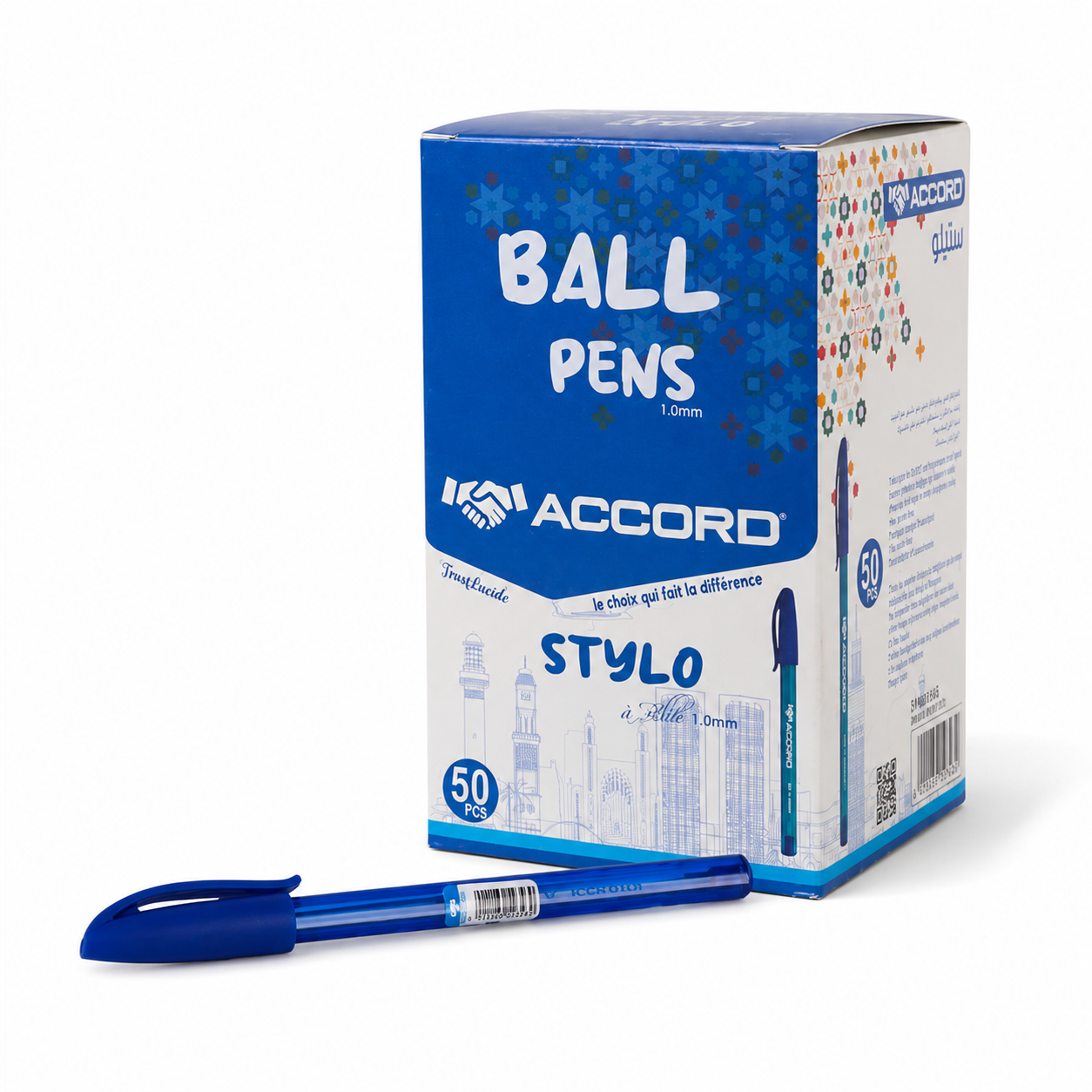 Stylo à bille ergonomique triangulaire, couleurs classiques, pointe 1,0 mm(50pcs)