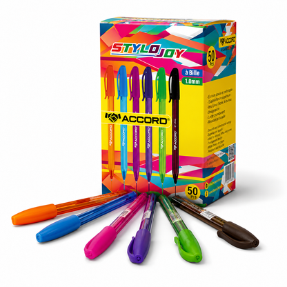 Stylo à bille ergonomique triangulaire, couleurs exotiques, pointe 1,0 mm(50pcs)