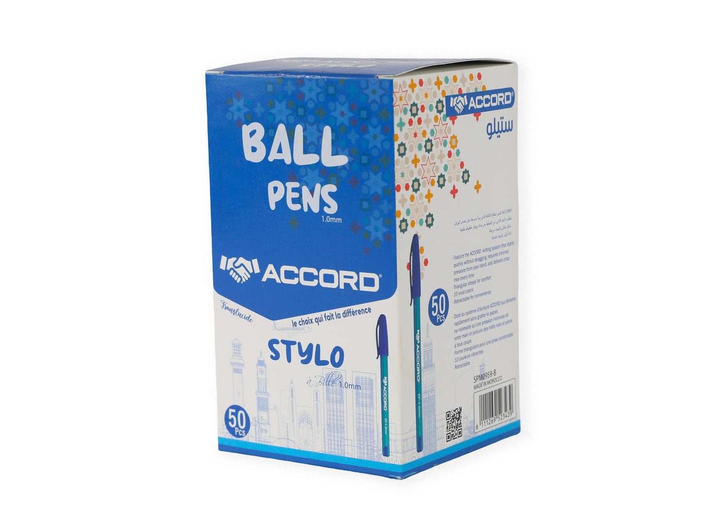 Stylo à bille ergonomique triangulaire, couleurs classiques, pointe 1,0 mm(50pcs)