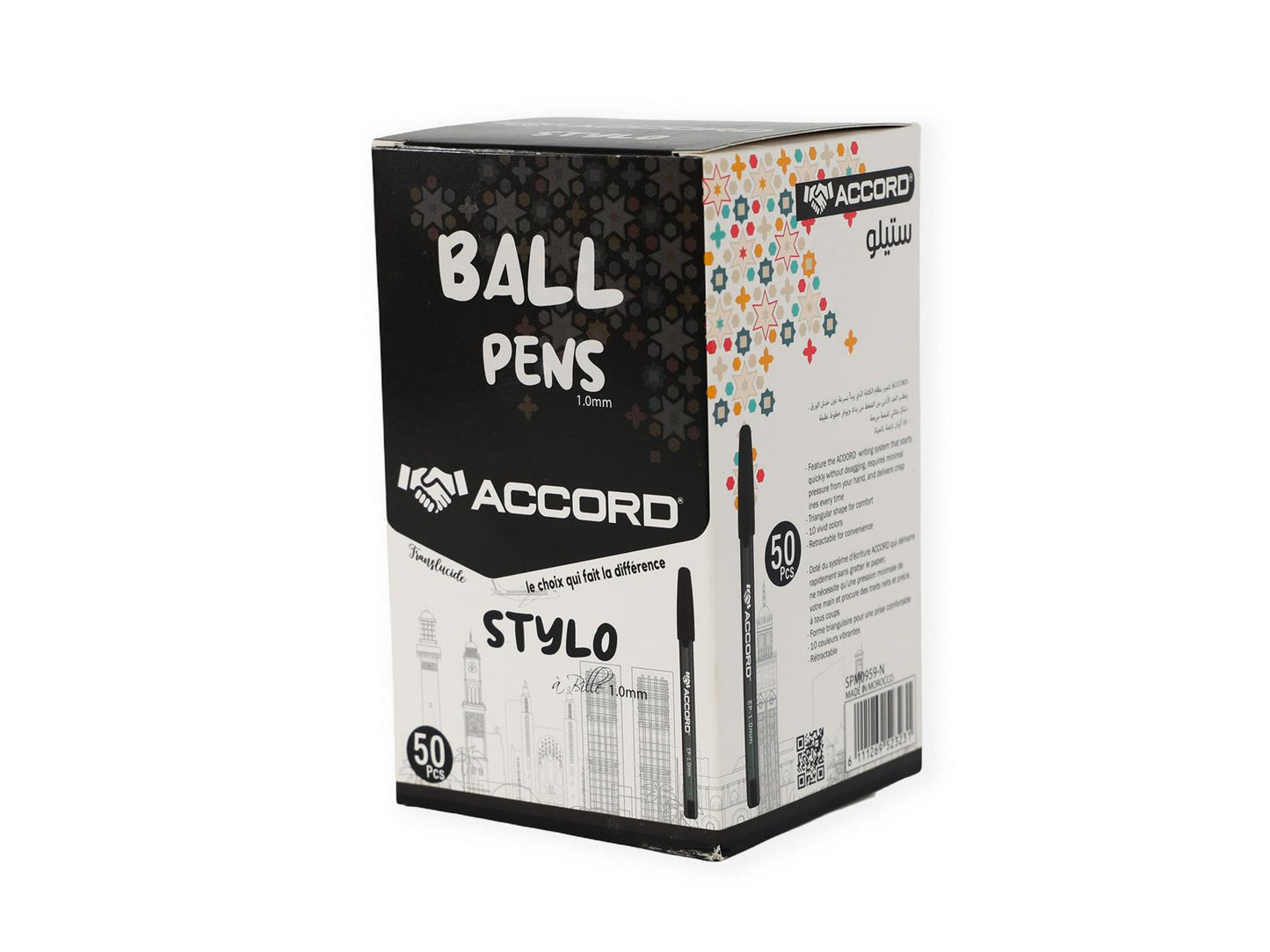 Stylo à bille ergonomique triangulaire, couleurs classiques, pointe 1,0 mm(50pcs)