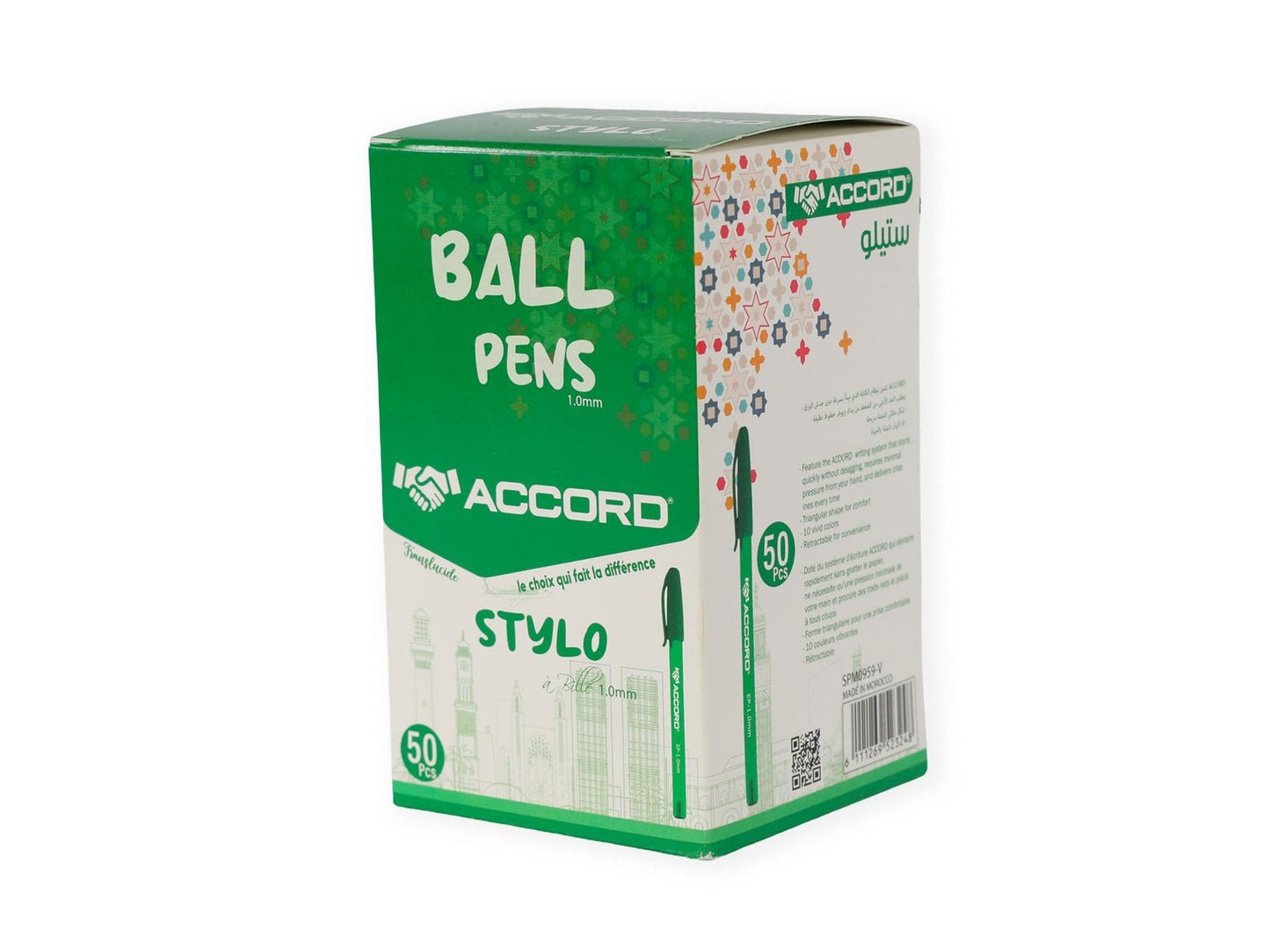 Stylo à bille ergonomique triangulaire, couleurs classiques, pointe 1,0 mm(50pcs)
