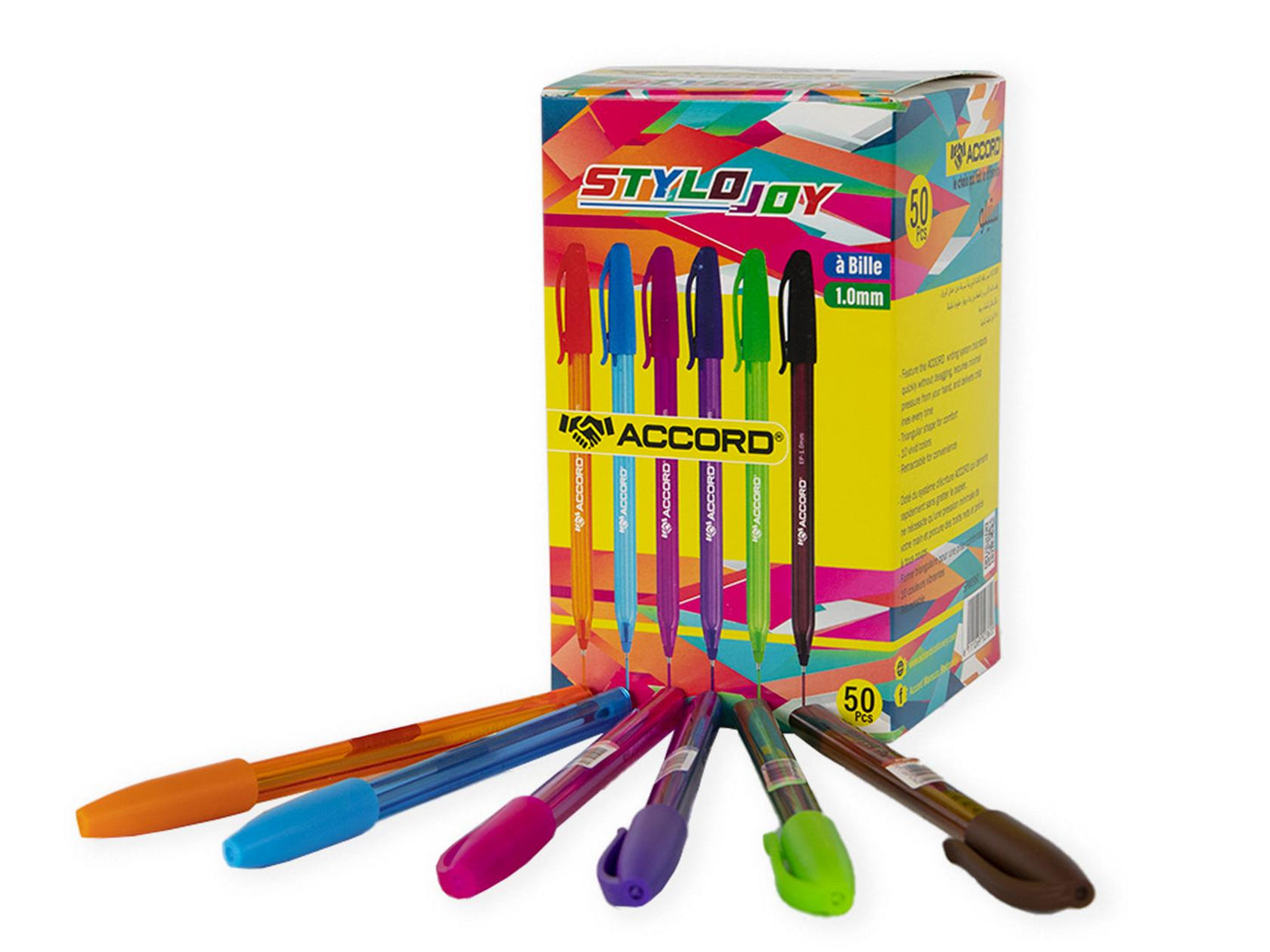 Stylo à bille ergonomique triangulaire, couleurs exotiques, pointe 1,0 mm(50pcs)