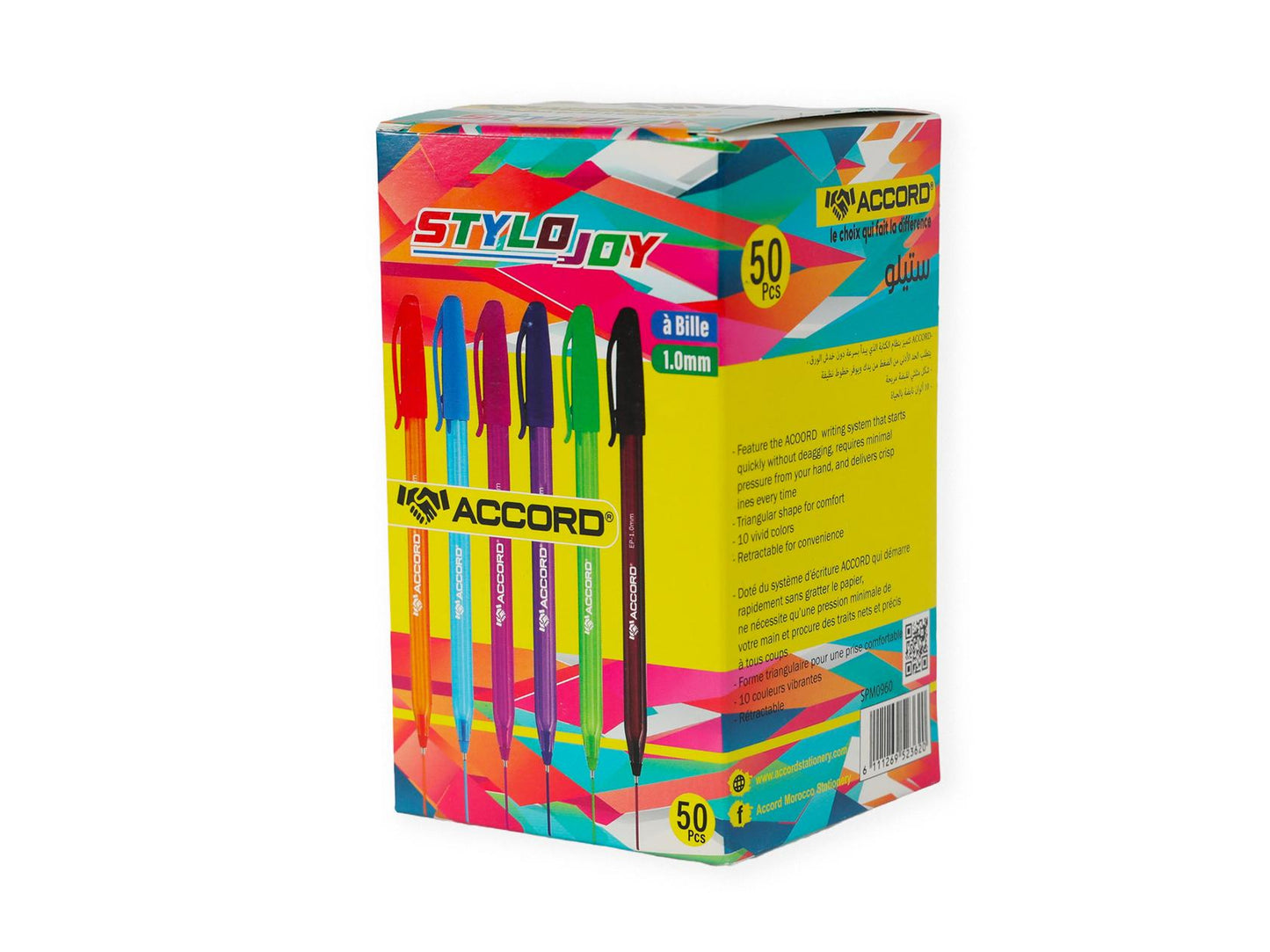 Stylo à bille ergonomique triangulaire, couleurs exotiques, pointe 1,0 mm(50pcs)